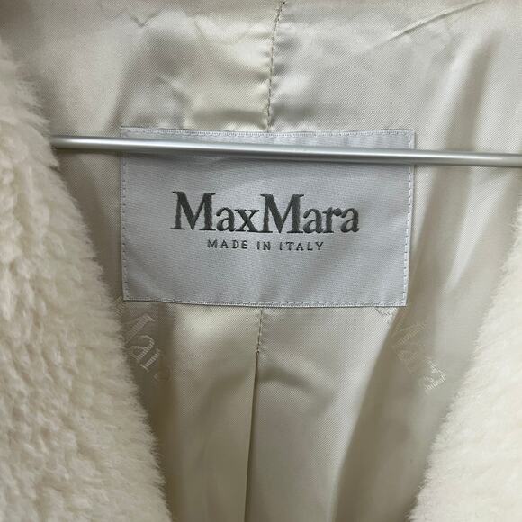 $4290 Max Mara White Ivory Tedgirl Teddy Long Coat Jacket size Medium - Picture 9 of 11